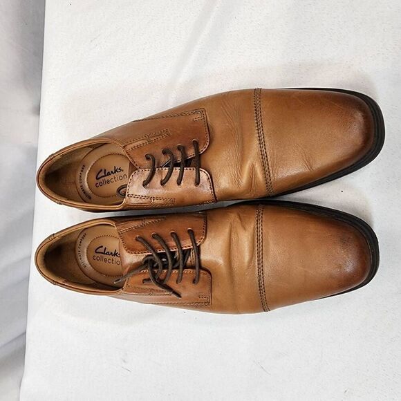 Clarks Tilden Cap Toe Oxford Dress Shoes Mens 11.5 M Dark Tan Leather Lace Up main image 8